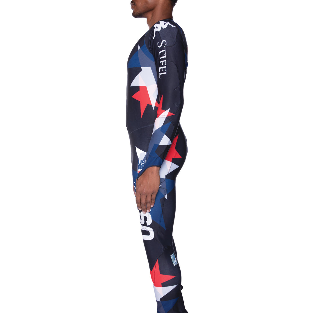 4Cento 400 Kombat SL 2023 FIS US Padded Race Suit - Navy White